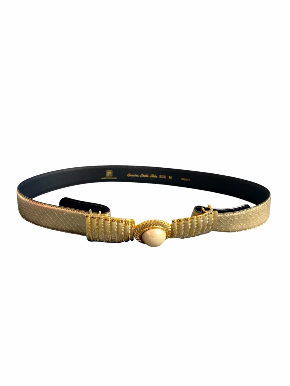 Vintage Amanda Smith Gold Belt with Gold Rope Buckle and Cabochon